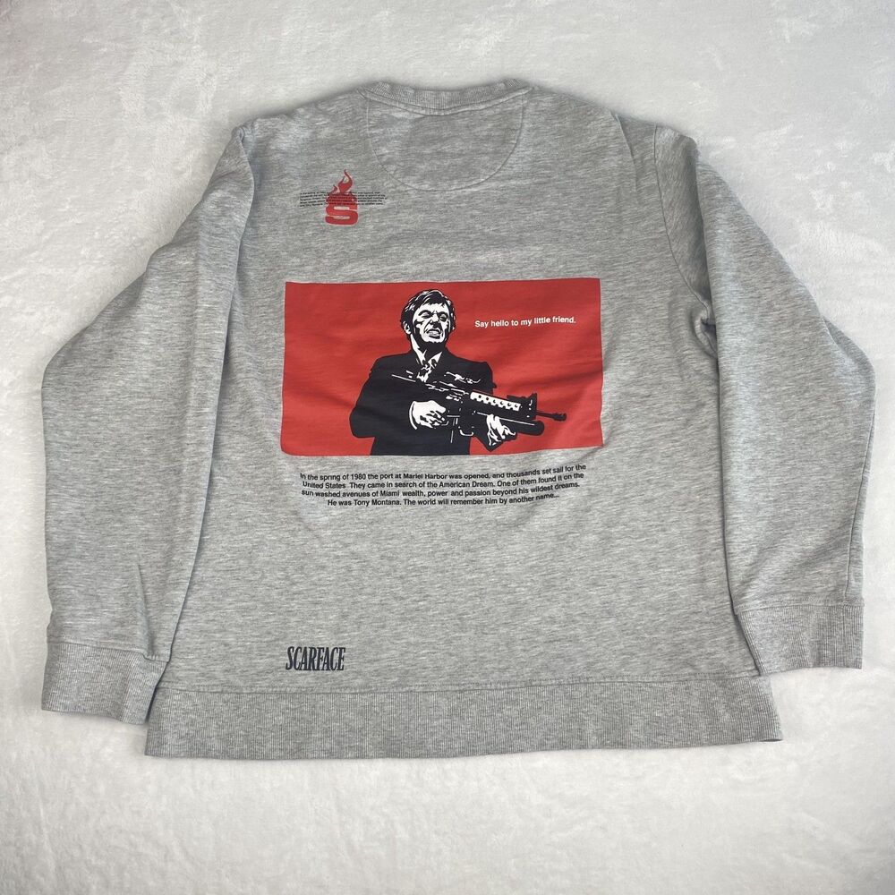 Only & Sons Scarface Graphic Sweatshirt Adult Extra Large Gray Pullover Casual